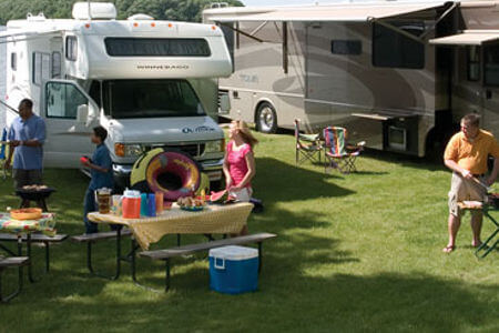 Families near RVs camping n Buxton, NC.